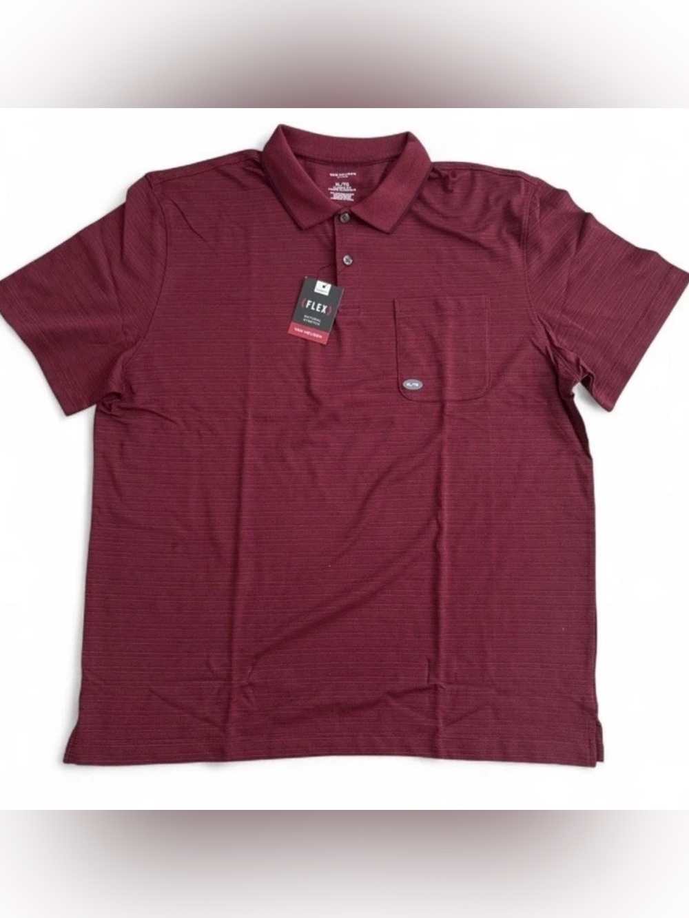 Van Heusen Polo Shirt Mens XL
Burgundy Flex Classic Fit Striped
Short Sleeve NWT